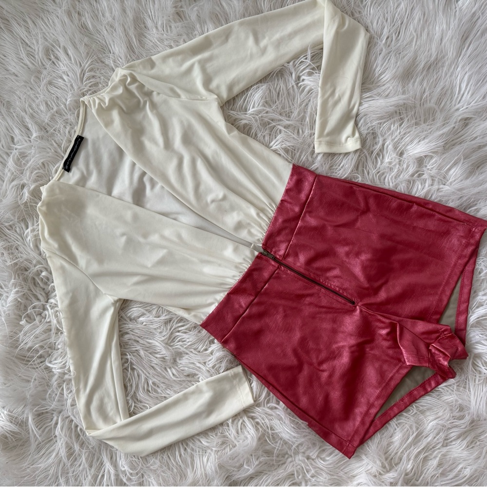 Elegant Cream and Red Women's Romper